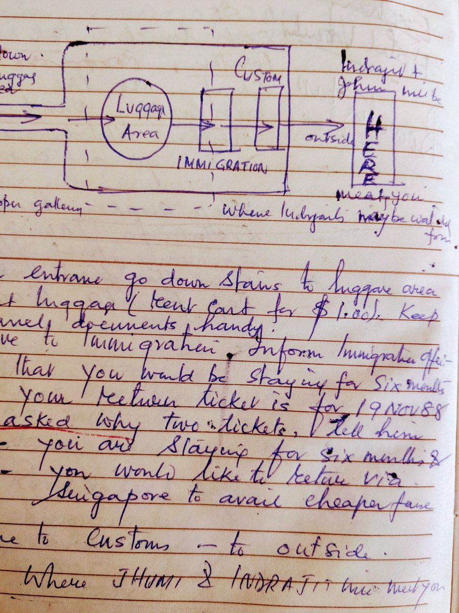 joybhattacharj's tweet photo. 1988. My father's detailed instructions for ma, flying alone abroad for the first time to my sister in the US. Two pages of maps and checklists, so much love. https://t.co/IkkHia9qDK