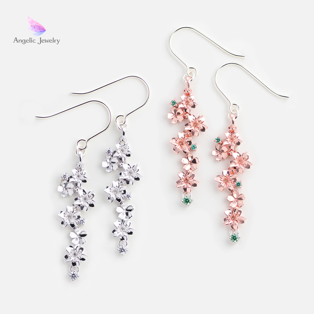 Angelic Jewelry 桜コレクション21商品紹介 しだれ桜 桜ピアス しだれ桜をイメージしたピアス ネックレスとお揃いのデザインです カラーはピンクとロジウム ストーンはクリアとグリーンをお選び頂けます 2月1日より販売開始となります