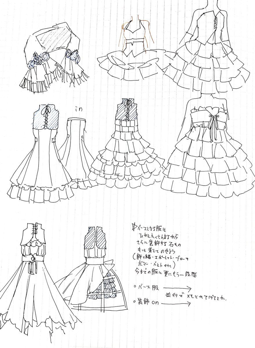 ネタ帳ー Ovo ノ 毎日飽きずにこんな事描いてます フリルは無限大 衣装 中山 初夏 お洋服とお絵描きの漫画