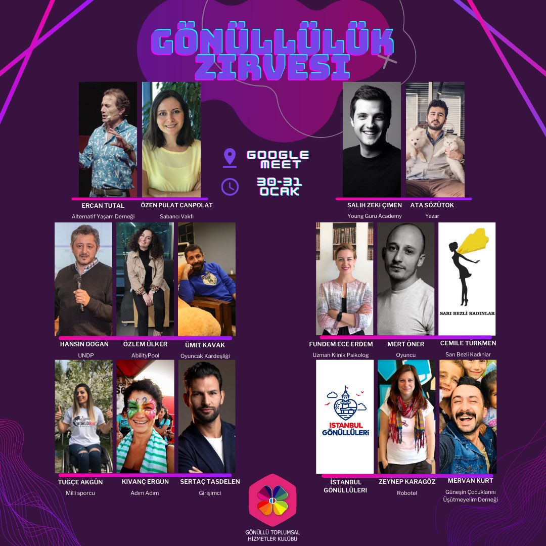 ANADOLU GTHK 'GÖNÜLLÜLÜK ZİRVESİNİ' GURURLA SUNAR! 🍀 

Bu sene ilkini birbirinden değerli konuşmacılarımız ile gerçekleştireceğimiz zirvemizde 30-31 Ocak Cumartesi ve Pazar günleri 11.00-18.30 saatleri arasında Google Meet platformu üzerinden sizlerle buluşuyoruz!