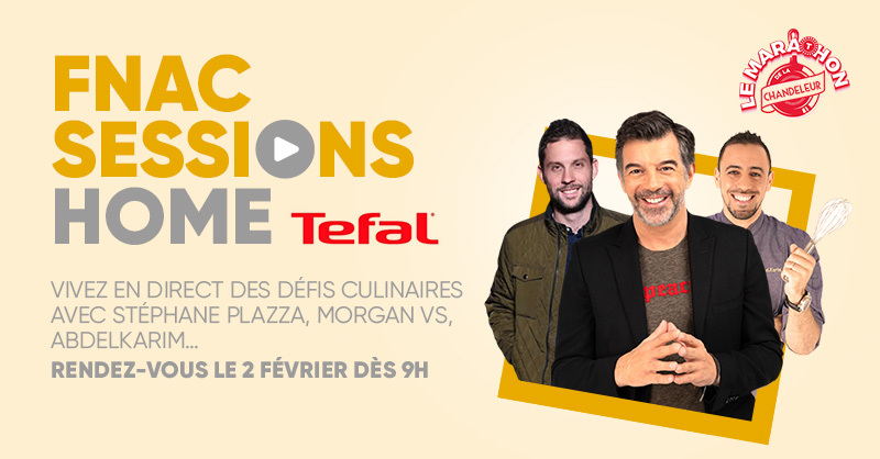 #FnacSessionsHome 🧑‍🍳 | Suivez le marathon de la #Chandeleur 🥞 @Tefal_France
Passez la journée en direct avec <a href="/StephaneP_off/">Stéphane Plaza </a>, <a href="/abdeLKarimMP/">abdeLKarim Pâtissier</a> , <a href="/MorganNiquet/">Morgan VS ⭐️⭐️</a> et bien d’autres.
Recettes, défis et rires au programme ! RDV mardi à partir de 9H ➡ fcld.ly/yn0jygg