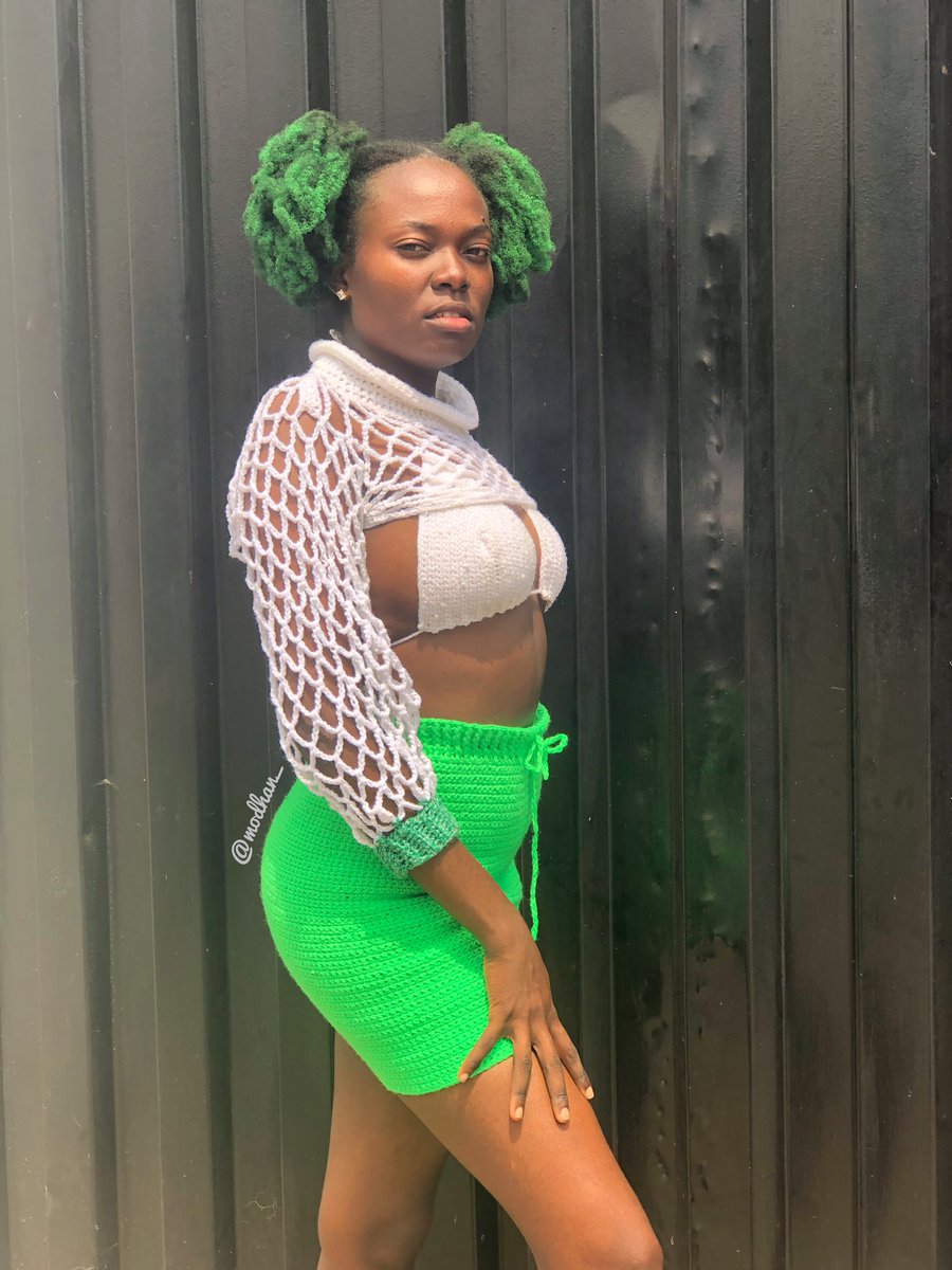 modhaan's tweet photo. The βNATURE SETβ is a 3 piece set consisting of a bralette, short skirt & a cropped turtleneck mesh top.
My favorite so farπ
Temporary hair dye: @hairlevatebymodhan
πΈ: @syx_signatures
Price: Size Small(N12,000), Medium(N14,000) & Large(N16,000)
#modhan #nigeriancrocheter https://t.co/JISkRkTKUo