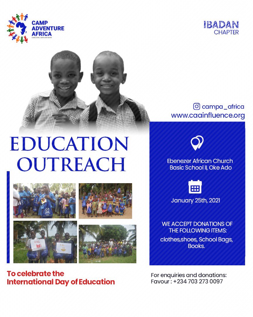 #theInfluenceContinues #caainfluence #caaeffect #InternationalDayofEducation #un #sdg4 #qualityeducation #caavolunteers #sdg2030 #children #ibadan #schools #internationaldayofeducation2021 

2/2