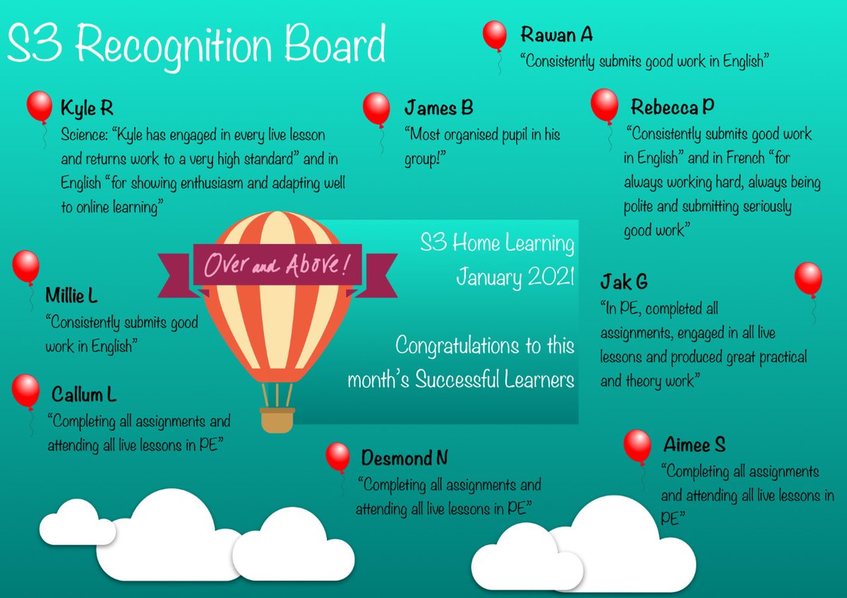 Whitehill_BGE's tweet photo. S3 Home Learning Recognition Board: Congratulations to this month's Successful Learners in S3! #successful Keep it up! https://t.co/7txnHkyXpB
