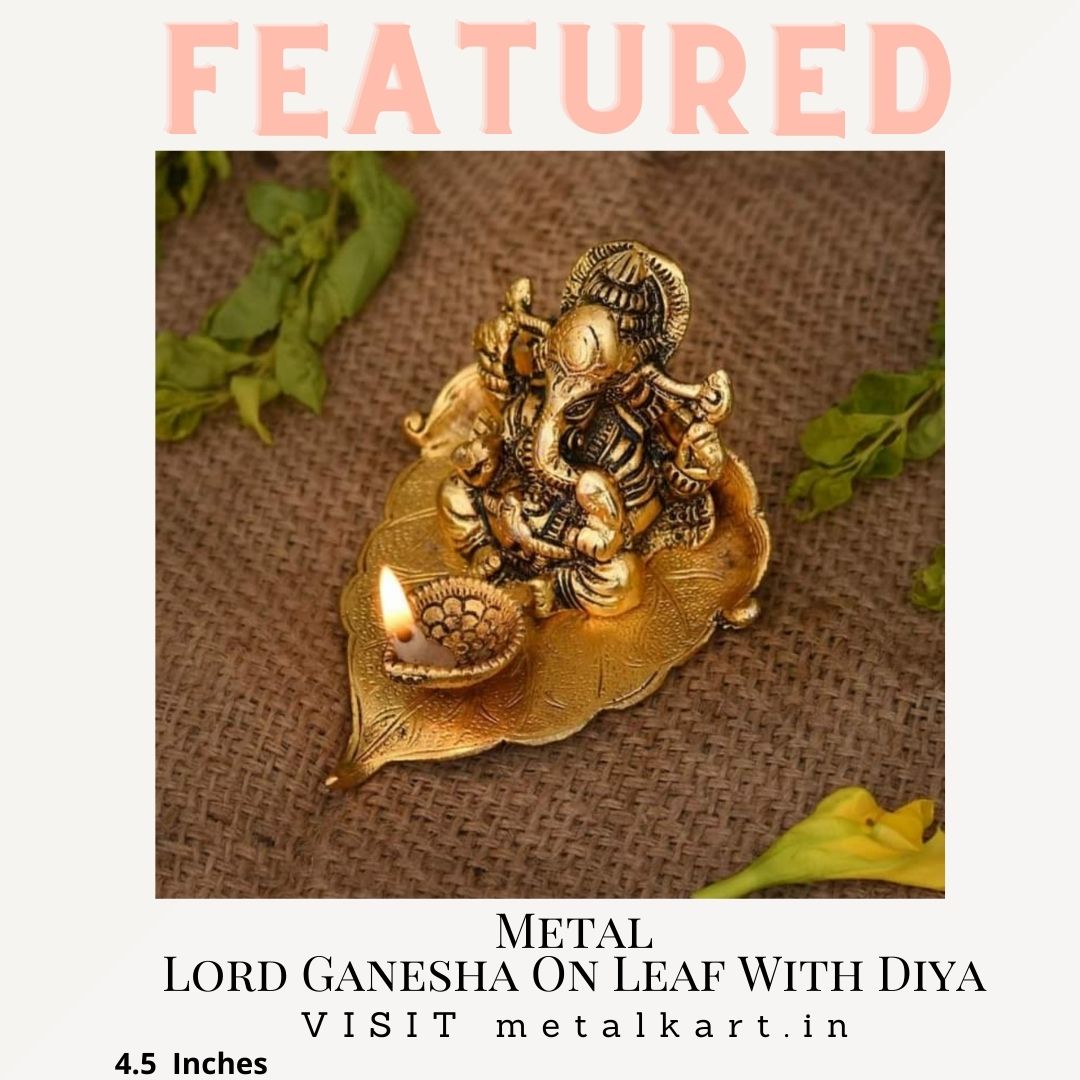 holidayinspect2's tweet photo. Metal Lord Ganesha On Leaf With Diya, Size 4.5 Inches, Book here -  https://t.co/zibVvM1V5a https://t.co/HdkYyrSTqs