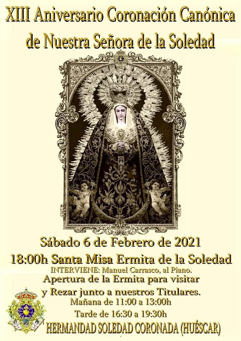 Actos Aniversario de Coronación.
#XIIIAniversarioSoledadCoronada
#SiempreSoledad 💜