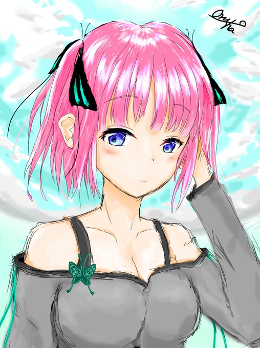 しゃさんがTwitterに投稿した中野二乃(五等分の花嫁)のイラスト。