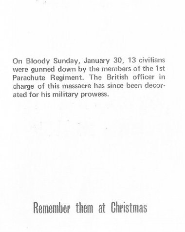 “Remember ‘Bloody Sunday’ 1972” a Christmas Card from Peoples Democracy