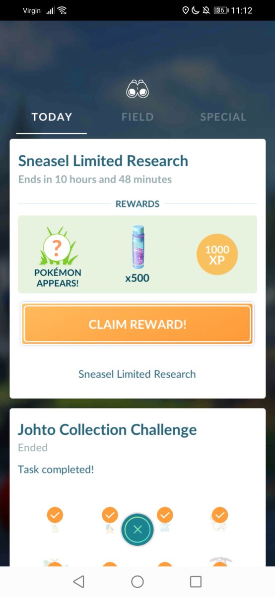 PoppysCabin's tweet photo. @PokemonGoApp @PokemonGoApp @NianticHelp help! It won't let me click on the 'claim reward'! I've reloaded the ap 5 times and restarted my phone 😭 but nothing happens! #PokemonGO https://t.co/mk6rf557wo