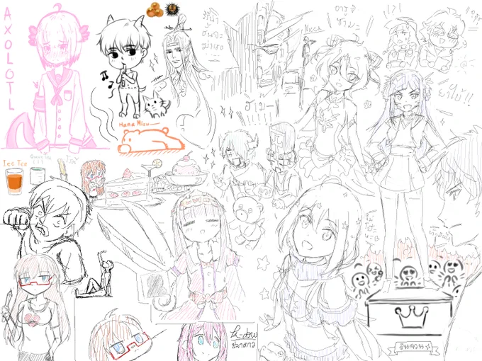 รูปวาดเล่นวันนี้กับ @BelrolizeM @Charles_Axo @Shimotsuki04 
เลอะเทอะกันจนเต็มกระดาษไม่มีไอเดีย o w o;;; 