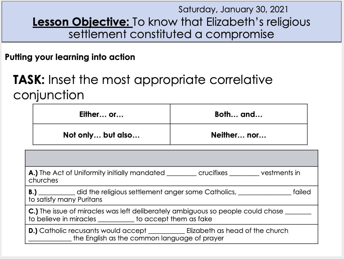 PRACTICE THE RULE. Before practicing the structure, devise activities that practice the rule and familiarise students with the structure. Again, this should involve the content of the lesson (5)