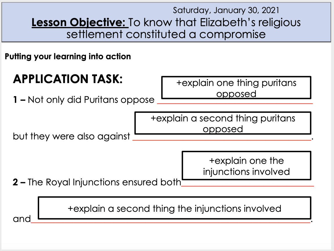 EMBED AND APPLY. Give further examples and have students work with the given structure (END)