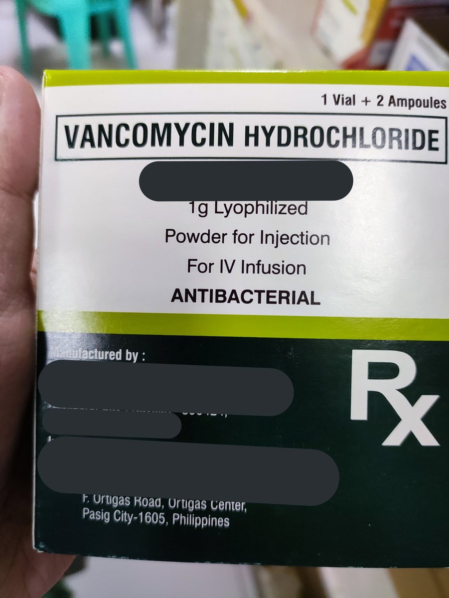 Vancomycin - a glycopeptide drug used for gram-positive infections, including Methicillin-Resistant Staphylococcus aureus (MRSA). Used also in Clostridioides difficile ('deadly diarrhea') infections as an oral form.