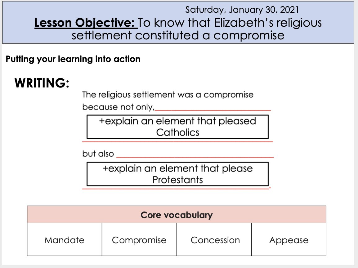PRACTICE THE STRUCTURE X2. Now have students write up their responses, before checking some examples underneath the visualiser and clarifying misconceptions (7)