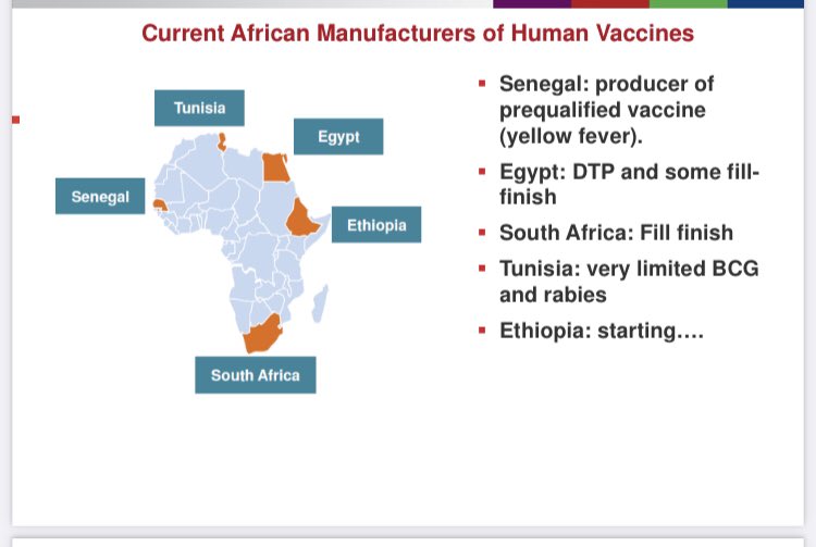 And even let’s say if we did have the intellectual property for the vaccines. We do not have as much capacity for vaccine manuf in Africa so we would still be reliant on manufacturers in Asia and Latin America. Only 5 African countries have limited capacity to make vaccines