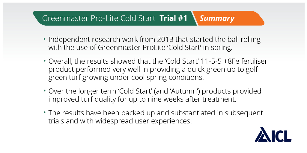 Trial work #1 cont. A summary of our  @striturf Greenmaster Pro-Lite Cold Start trials.