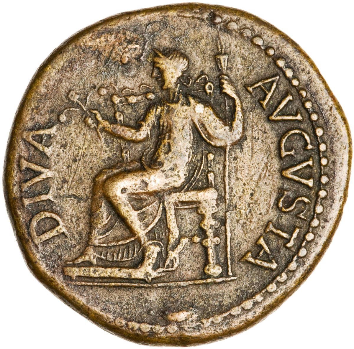 Ancient Coin of the Day: A brass dupondius of Claudius, ca. AD 41-50, commemorating the deification of Livia, the wife of Augustus and grandmother of Claudius.  #ACOTD  #Livia Image: RIC Claudius 101; ANS 1978.27.5. Link -  http://numismatics.org/collection/1978.27.5