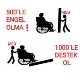 Engelli öğretmenlerin okul ve öğrenci sevgisi engellenmesin!

500’le engel olma!

1000’le destek ol!

<a href="/ziyaselcuk/">Ziya Selçuk</a>  <a href="/tcmeb/">Millî Eğitim Bakanlığı</a> 

EngelliÖğrt Yetmez5Yüz