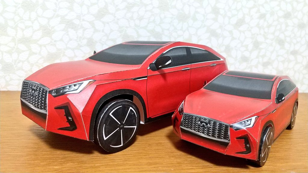yoshi_craft0713's tweet photo. インフィニティ QX55
インフィニティ公式の #Carigami (カリガミ)#ペーパークラフト です☺️
ついついクセで大きいサイズで作ってしまいます☺️
全長23.5cmで存在感があります😳
御影石の台座に置くと高級なミニカーに見えます☺️✨
https://t.co/IENDJaGOhi
#インフィニティ
#QX55 https://t.co/8d7du8P4XN