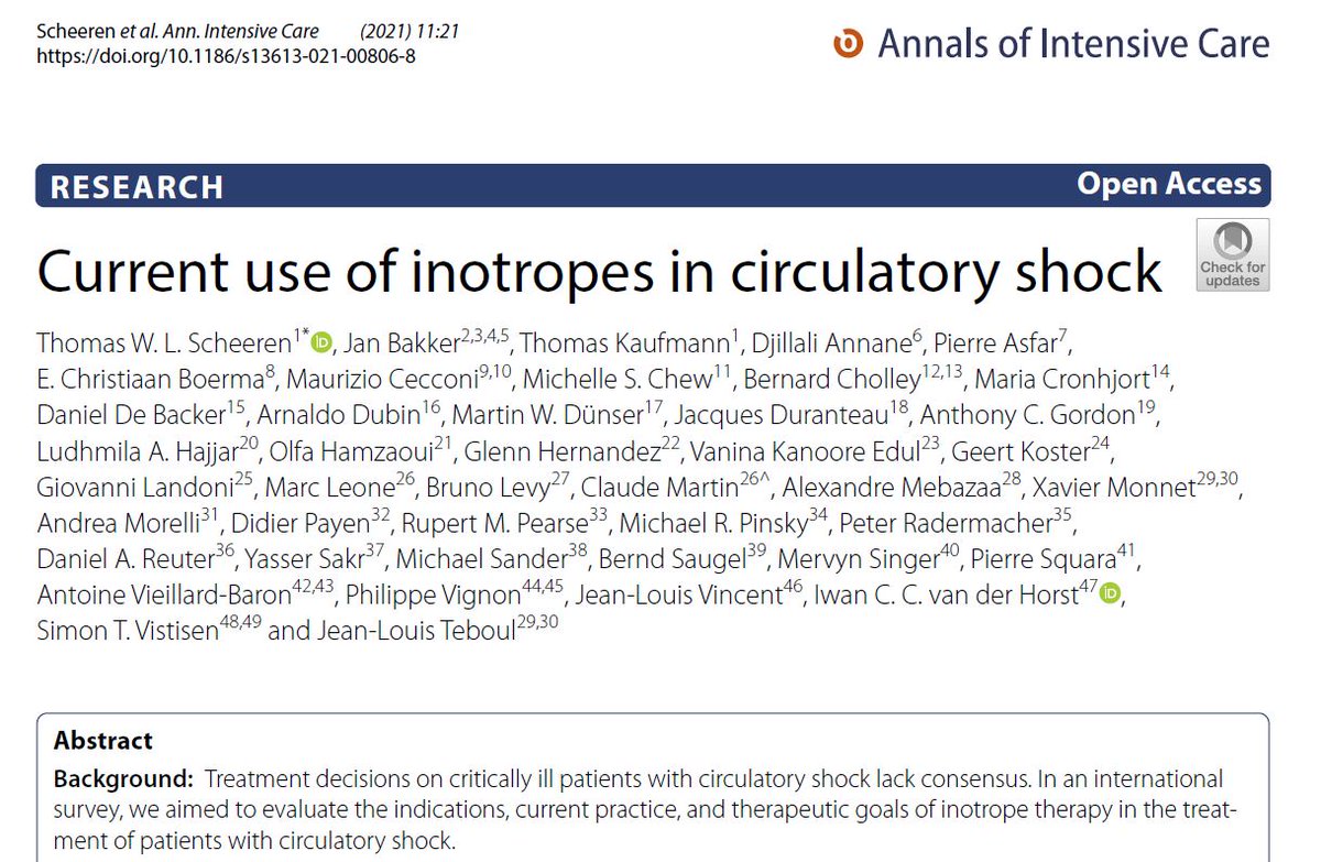 Research agenda for the coming years from international experts. Indications, current practice, and therapeutic goals of inotrope therapy in the treatment of patients with circulatory shock. @rupert_pearse pubmed.ncbi.nlm.nih.gov/33512597/