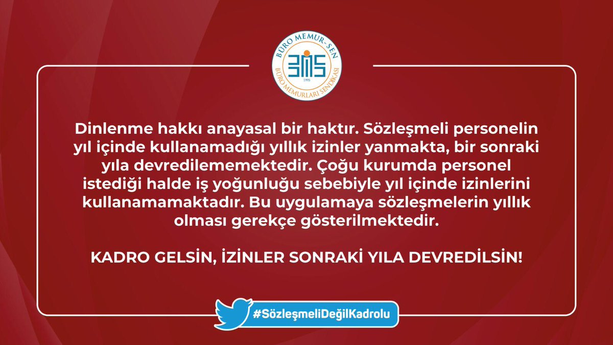 yusufyazgan37's tweet photo. KADRO GELSİN, İZİNLER SONRAKİ YILA DEVREDİLSİN!

@RTerdogan @ZehraZumrutS @tcbestepe @ailevecalisma @yusufyazgan37

#SözleşmeliDeğilKadrolu https://t.co/zgxjnehRdu