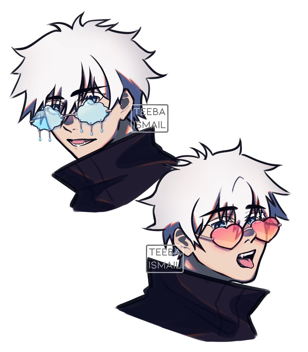 gojou satoru 1boy male focus smile white hair blue eyes sunglasses short hair  illustration images