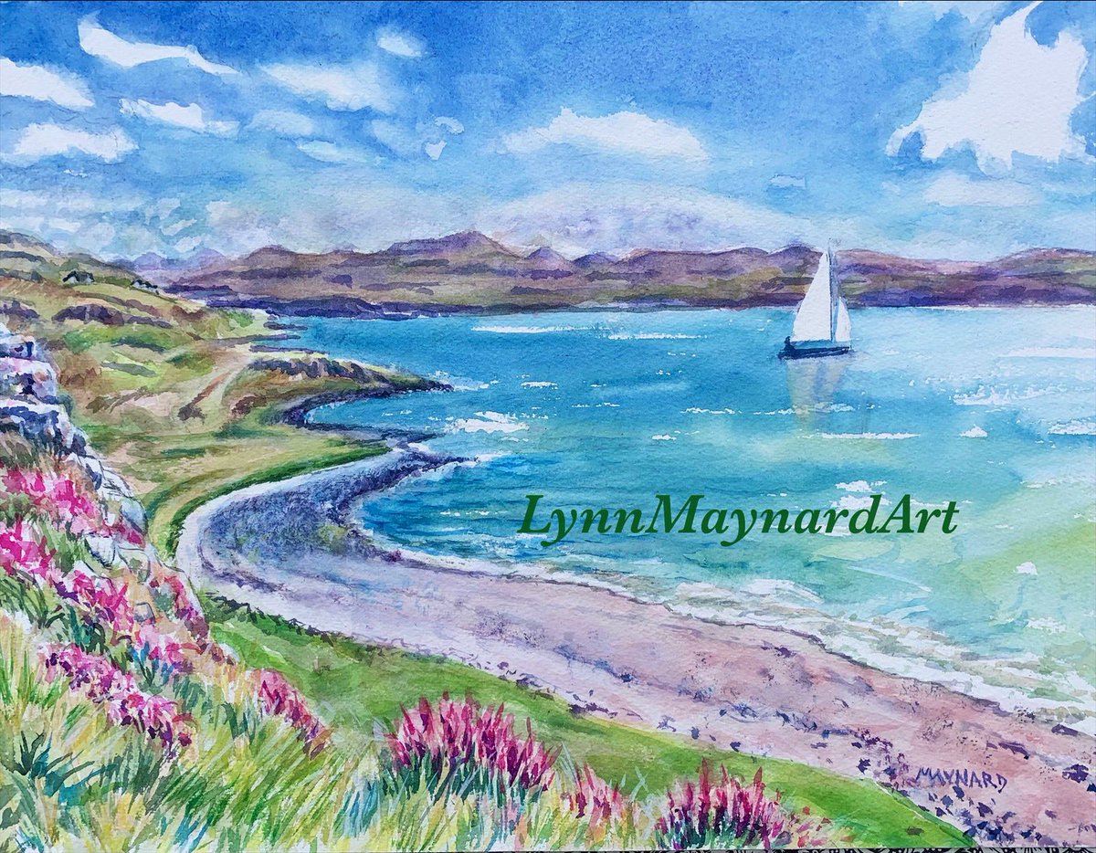 Excited to share this item from my #etsy gallery : Coral Bay, Skye etsy.me/3agae9P  #originalwatercolour #artcollector #Scotland #Skye #CoralBeach #Lavender #sailing #coastalwalks