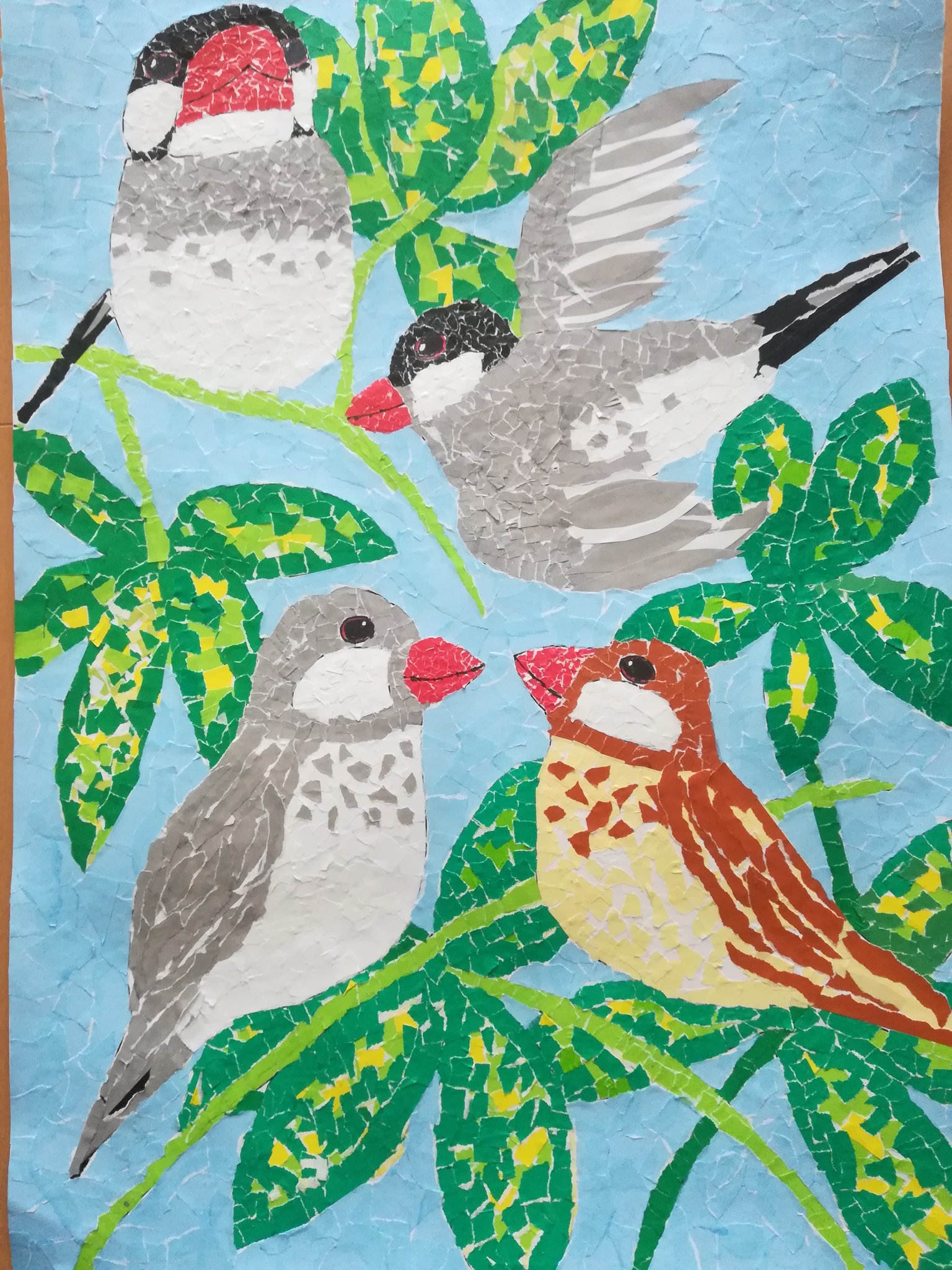 Silver Piko 娘が小学生のときの作品 ちぎり絵文鳥 T Co 7xatbebjvp Twitter