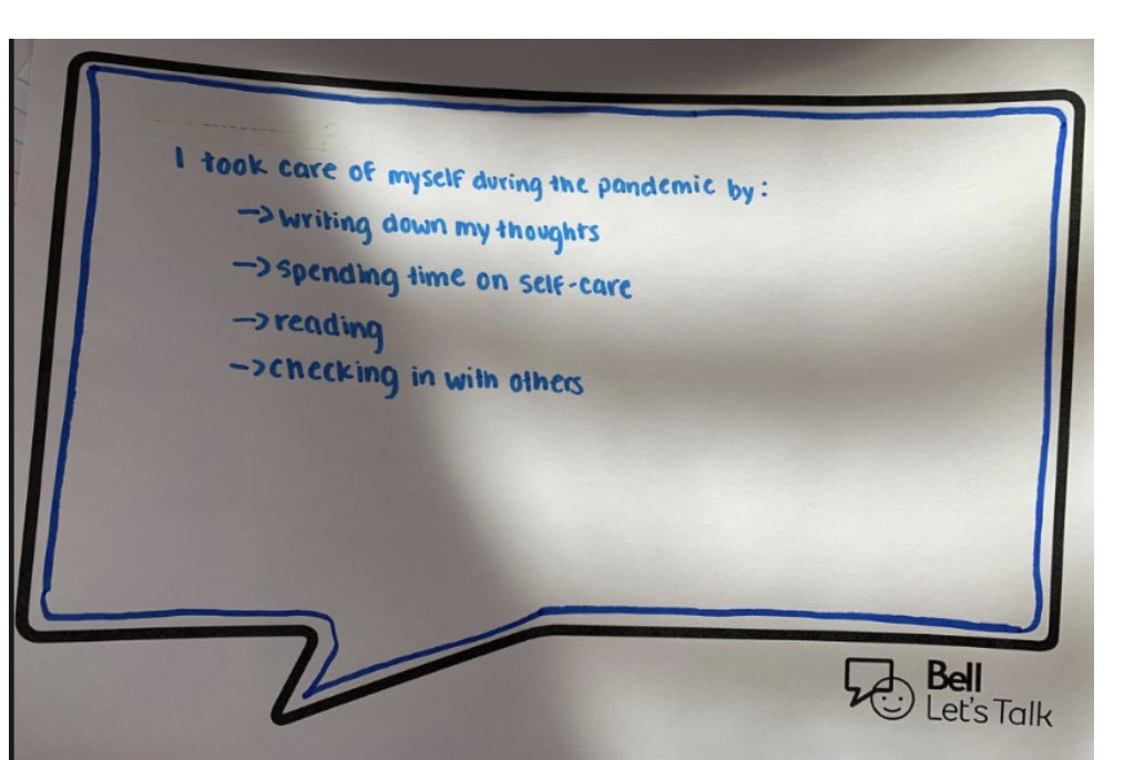 MsLyon16's tweet photo. Students @MsgrJohnPereyma take care of their #mentalhealth #BellLetsTalk https://t.co/tfaB0frsWr