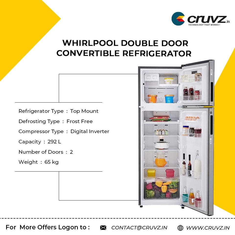 CruvzIn's tweet image. Whirlpool 292 L Frost Free Double Door 4 Star (2019) Convertible Refrigerator (Magnum Steel, IF INV CNV 305 ELT MAGNUM STEEL 3s.

Order Online Now: bit.ly/36k20ME

#CruvzStore #Whirlpool #ConvertibleRefrigerator #Refrigerator #RefrigeratorOnline #Electronics #Bangalore