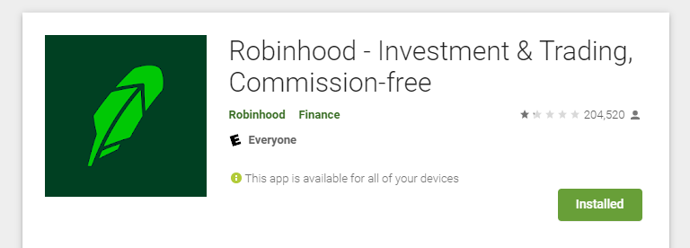 EchoCraft_'s tweet photo. #robinhood now has one star on Google Play. Serves them right. Restricting major stocks like $GME $AMS $NOK without any warning to users. Some 'free market.' https://t.co/nTHc7trNCg
