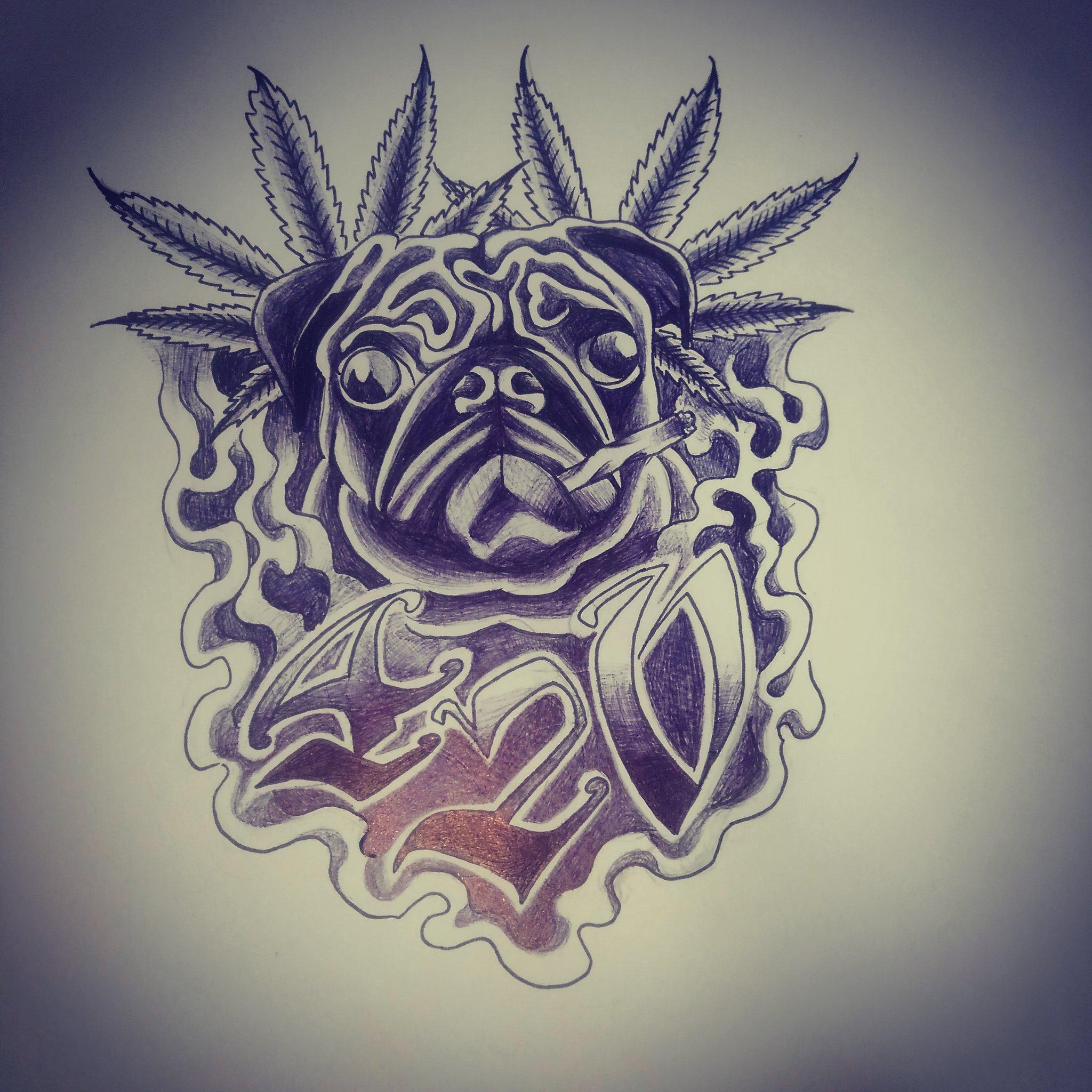 Shou Tattoo Art Tokyo Twitter ನಲ ಲ デザインの構図はこんなかんじで考えてます 刺青 タトゥー 大麻 ガンジャ ウィード 犬 パグ デザイン イラスト お絵かき T Co Ho1ifq3ijt Twitter