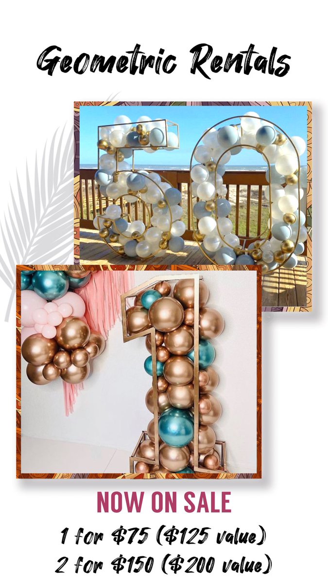 BoothCorpus's tweet image. GEOMETRIC RENTALS are on sale!!! 🎉

1 for $75 ($125 value)
2 for $150 ($150 value)

📲Direct Message on Facebook to book
📍Corpus Christi &amp;amp; Surrounding Areas