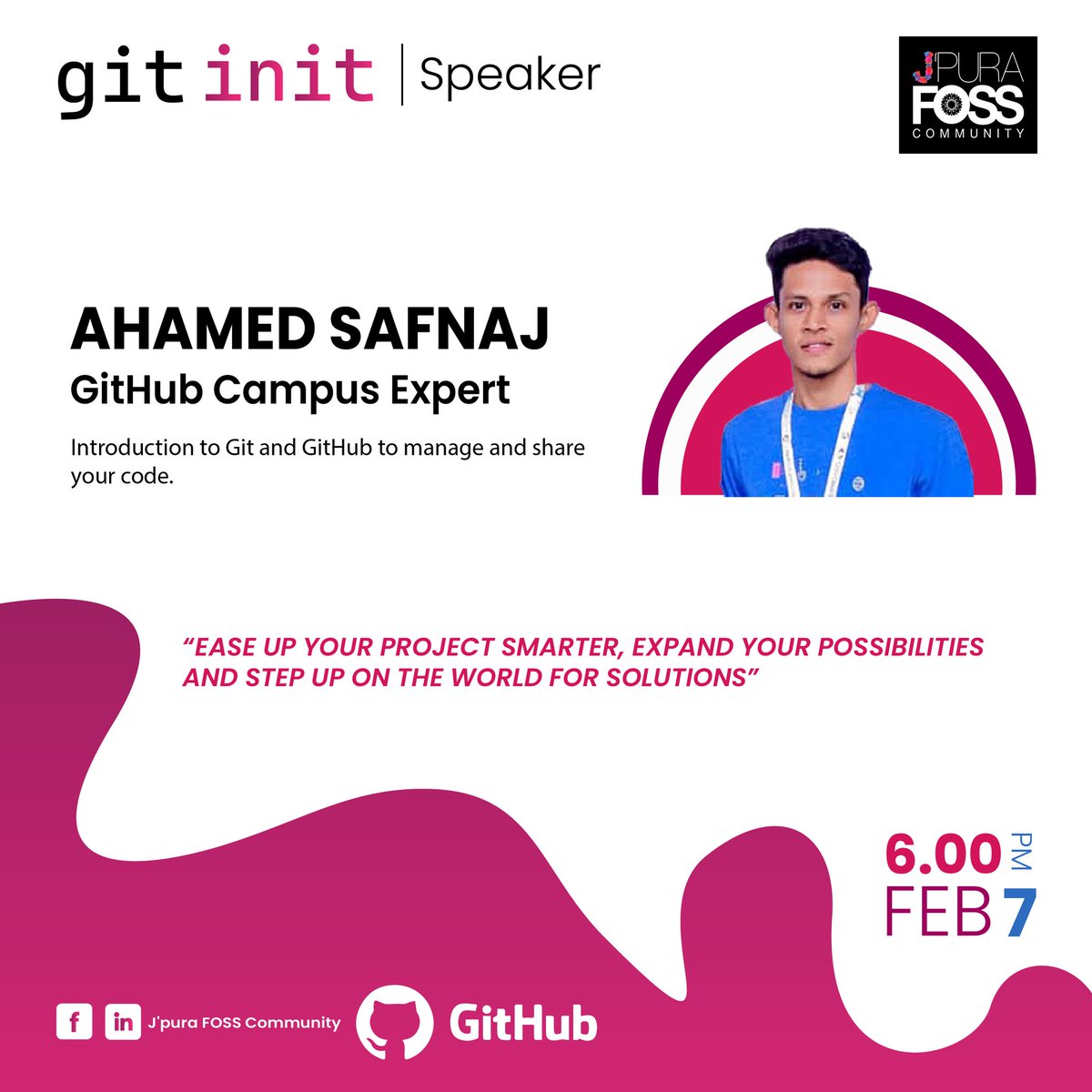 usjfoss's tweet photo. Git init - Introduction to Git &amp; GitHub to manage and share your code

EASE UP YOUR PROJECT SMARTER, EXPAND YOUR POSSIBILITIES, AND STEP UP ON THE WORLD FOR SOLUTIONS

#fosslk #foss #USJ #GIT #GITHUB https://t.co/P6POTHtoCF