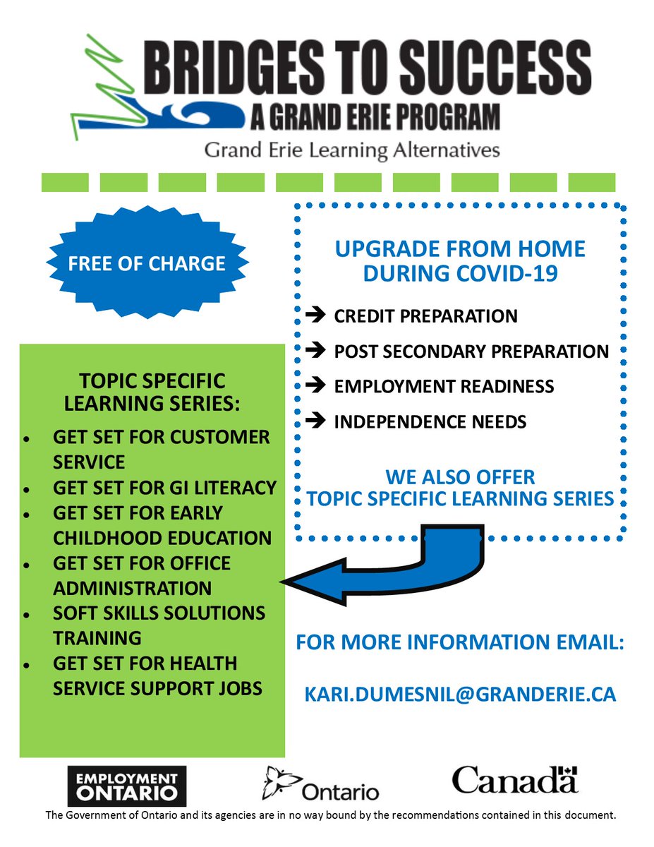 GELABTS's tweet photo. Bridges to Success continues to offer all programming online. Contact kari.dumesnil@granderie.ca for more information or to register. https://t.co/uKEIQLTiVV