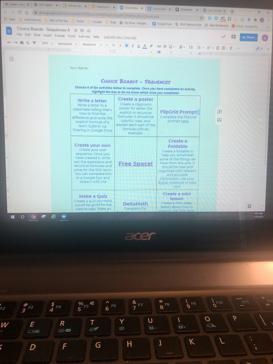 DanaElrod's tweet image. Savannah McGee had an awesome Algebra A lesson this morning. Great job keeping the students engaged and learning virtually. Thank you for your hard work and dedication. @SCHS_Patriots  #choiceboards #digitalnotebooks #formativeassessments #immediatefeedback #engagement #modeling