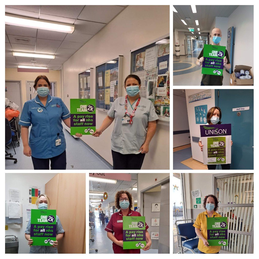 🟪🟩🟪 2K CAMPAIGN 🟪🟩🟪
Members from the Unison RVH and Muckamore Branch support the One Team 2k campaign for a £2,000 pay rise for all NHS staff.
#OneTeam2k #2daysfor2k