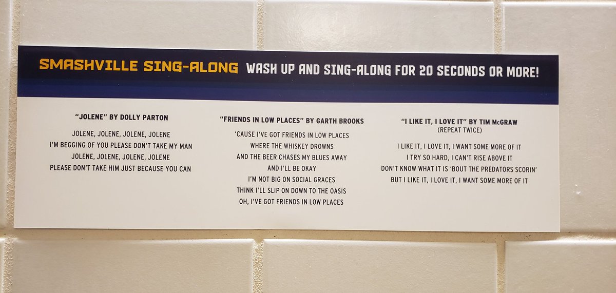 Cjaybee5's tweet image. One of my favorite pandemic updates to #Bridgestone #Predators ladies room #gopreds