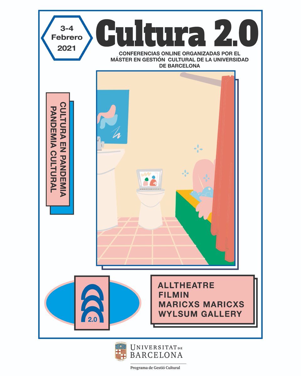 🔴CULTURA 2.0: CULTURA EN PANDEMIA, PANDEMIA CULTURAL📣

📅3-4 de febrero

Encuentros con proyectos que han sabido adaptarse a la situación actual y que asentarán las bases de una nueva gestión cultural

/<a href="/SomosAlltheater/">Alltheater</a> 
/<a href="/Filmin/">Filmin</a>
/#WylsumGallery
/#MARICXSMARICXS

⬇️⬇️⬇️