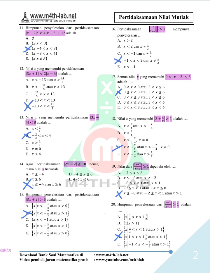 namjooniisma's tweet photo. - pertidaksamaan nilai mutlak kelas 10
dari mathlab
ada beberapa soal yang ragu sama belum terisi, feel free to correct, okay?🤙
oiya, ini jawabanku belum tentu benar yaa. <3 

maaf ga buat pembahasan karena mager:( https://t.co/F3B1fzEVEu