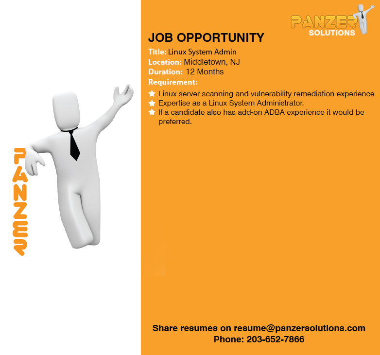 panzersolution's tweet image. Job Title: Linux System Admin
Location: Middletown, New Jersey
Share resumes on resume@panzersolutions.com
Or for more info click on the below link

panzersolutions.com/view_job_oppor…

#PanzerSolutions #LinuxSystemAdmin #Linux #SystemAdmin #panzerjobs #jobseekers #latestjobs #jobs