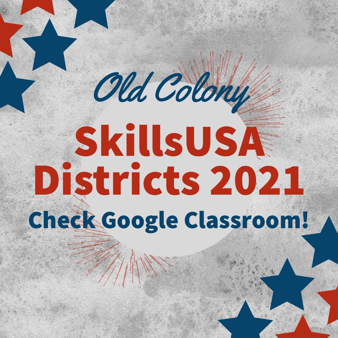 ATTENTION OC SKILLSUSA COMPETITORS! ⭐️ Please check your SkillsUSA Google Classroom for an important survey about the District 1 competition coming up at the end of February! We need your responses by FRIDAY 1/29. Spread the word! 👍 <a href="/OldColonyRVTHS/">Old Colony RVTHS</a> #maskillsusa #skillsusama