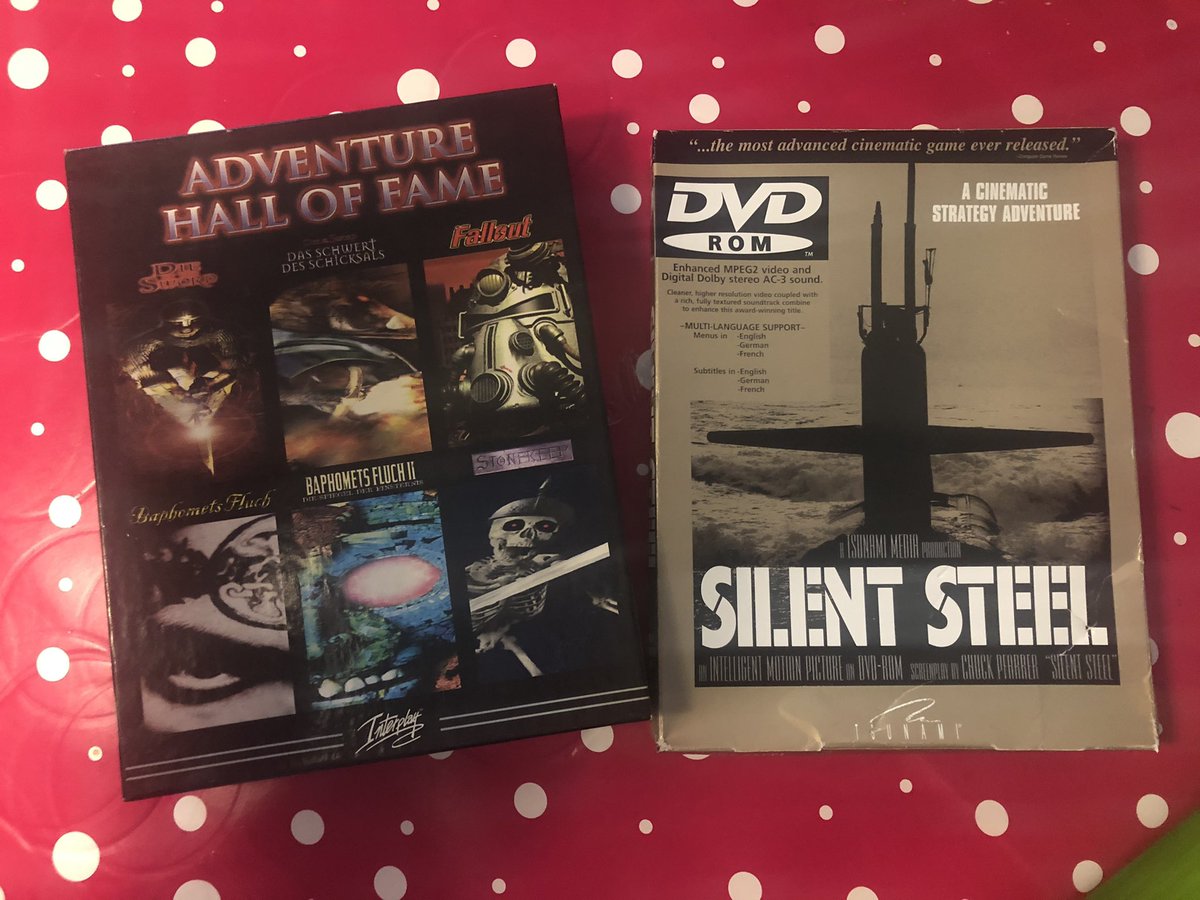 bobbytoni's tweet photo. Retro-Nachschub 🤓 #interplay Adventure-Sammlung (inklusive Baphoments Fluch 1 und 2) und ein interaktiver U-Boot-Film für meinen Multimedia-PC #retro #retroaddict #baphometsfluch #silentsteel https://t.co/VGjBJxlaNC