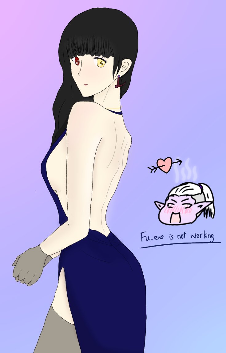 smile_weirdo's tweet photo. 🌙night shitty sketch🌙
James usually doesn't wear revealing clothes as she hate showing her skin to others. But when she does, well... R.I.P the bois XDDD
Also her right eye will turn red when she's nervous, angry or excited😌
Goodnight friends💜💜💜
#James #Fuames #Fu https://t.co/Bxnw9hfpoq