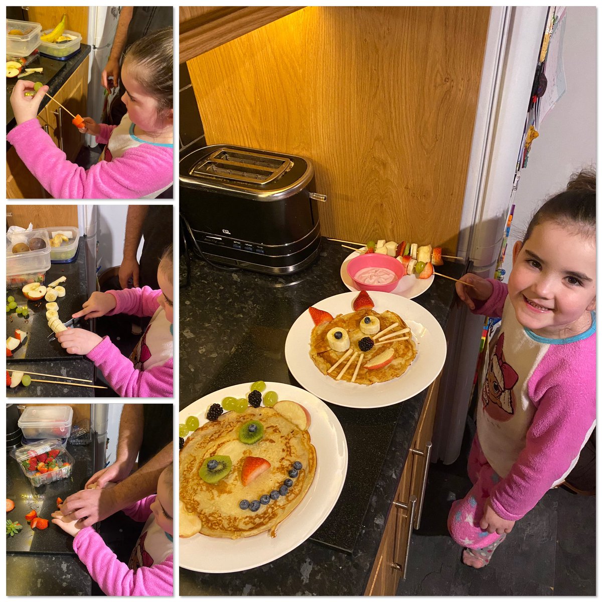 Lois helped make some healthy fruit kebabs and pancake faces for the rainbow challenge 🌈🍏🍇🍓🍌🥝 <a href="/RainbowEduMAT/">Rainbow Education MAT</a> <a href="/CroxtethC/">CroxtethCPS</a> @OneTwoCroxteth