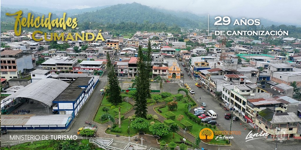 mintur_zonal3's tweet photo. Felicitamos a #Cumandá por cumplir 29 años de cantonización. 

Deléitate de su buen clima subtropical, biodiversidad y rica gastronomía, preferido por sus deportes de aventura.
👏 🎉

#TePrometoEcuador https://t.co/MXK2QBSXOx