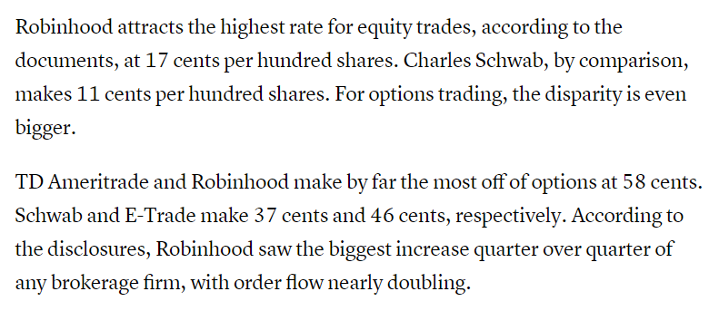 anyway the whole point of Robinhood is for Wall Street to swindle naive retail investors by getting ahead of their orders. that's why Citadel Securities pays a huge premium to do it  https://www.cnbc.com/2020/08/13/how-robinhood-makes-money-on-customer-trades-despite-making-it-free.html