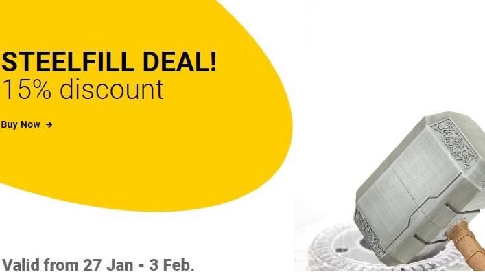 ColorFabb's tweet photo. Looking for a real steel look and feel? The ever popular #steelFill #3Dprinting filament has you covered! Make your print look like it was forged in a metal workshop! It is this week's #Materialoftheweek with 15% #discount! Shipping from stock: https://t.co/SN6war5HqZ https://t.co/vS1lBVjc35