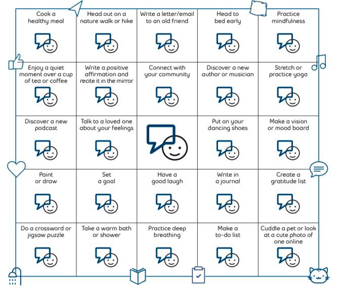 ellebett's tweet photo. When “I” is replaced by “We,” illness becomes wellness #BellLetsTalk Create your own self-care choice board idea from @IsidoreVirtual https://t.co/UoMlPNwiLT
