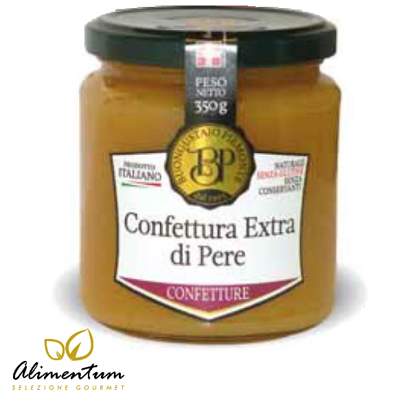 La confettura con le pere è  una marmellata che si ottiene con la purea di pere e pochissimo zucchero aggiunto; ciò è possibile proprio grazie alla ricchezza naturale di zucchero della frutta di cui le pere sono particolarmente ricche. 
alimentum.it